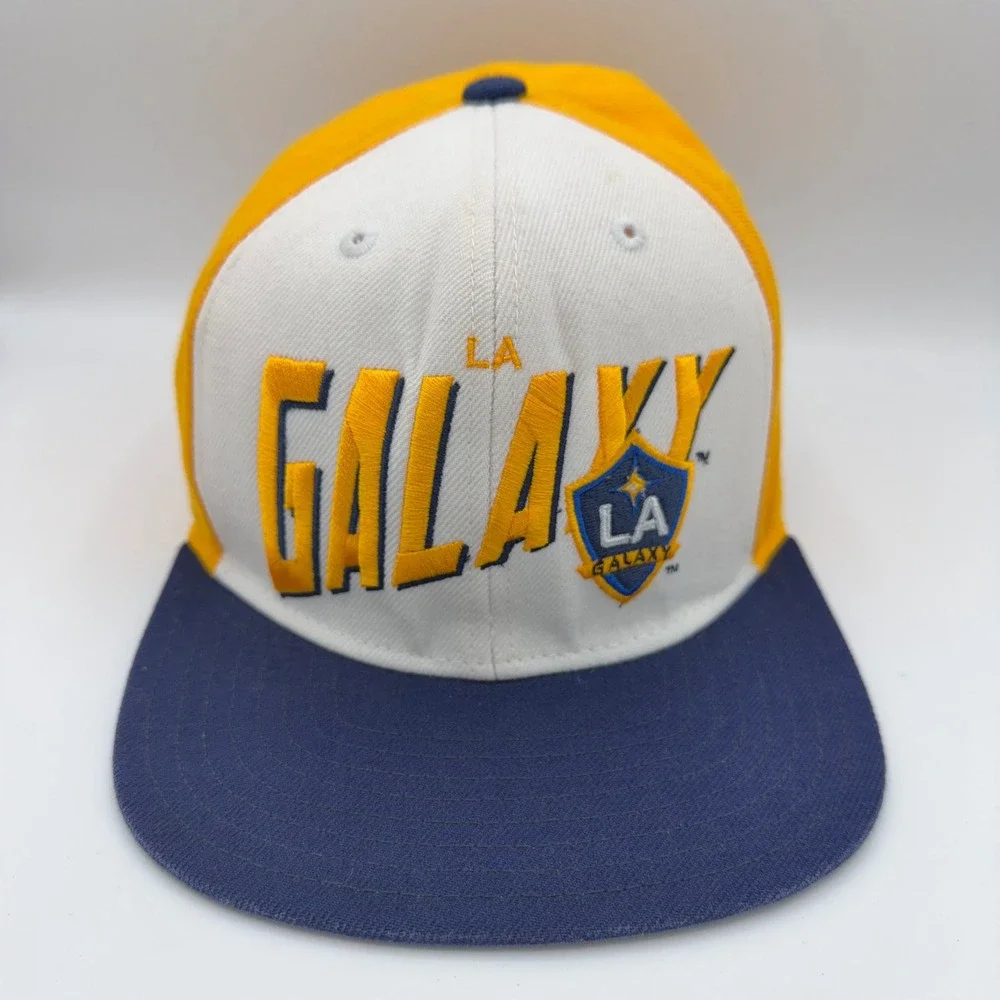 Vintage LA Galaxy Adidas Snapback Hat MLS Two‎ Toned Flat Brim OS Y2K Logo Slant